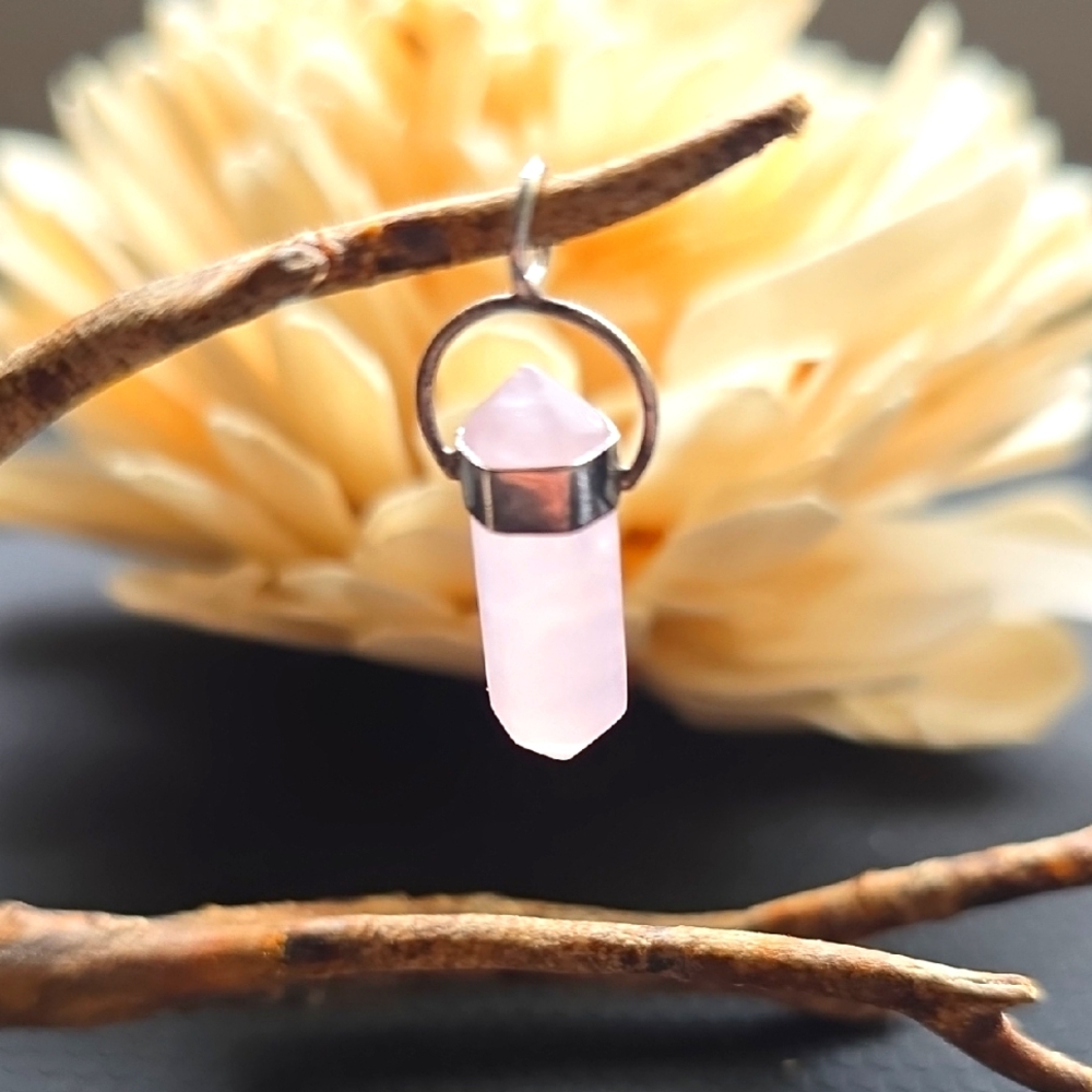 Vintage Rose Quartz Sterling Silver pendant